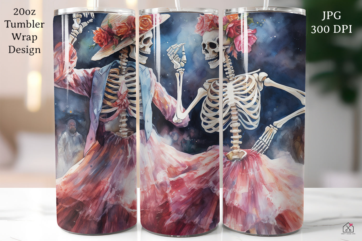 Watercolor Halloween 20oz Tumbler Wrap Bundle Sublimation Designs JPG - Craft House SVG