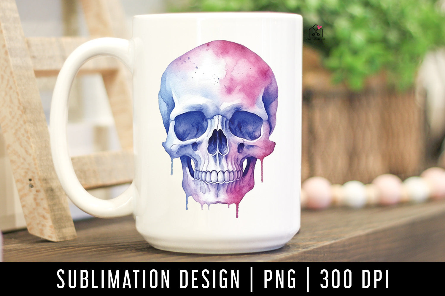 FREE Watercolor Pastel Skull Sublimation Design Halloween PNG - Craft House SVG