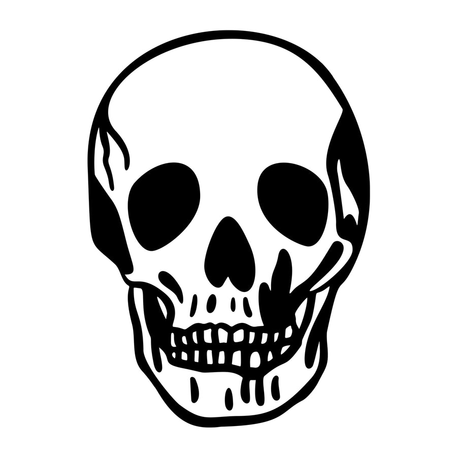 Skull SVG design for Cricut, Silhouette, laser cutting, vinyl, sublimation, and Halloween craft projects.