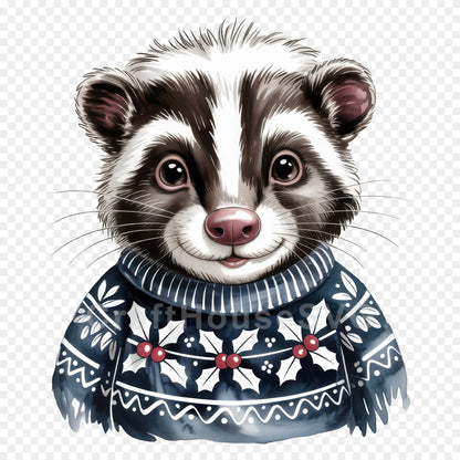 Woodland Animals Christmas Sweater Clipart Bundle