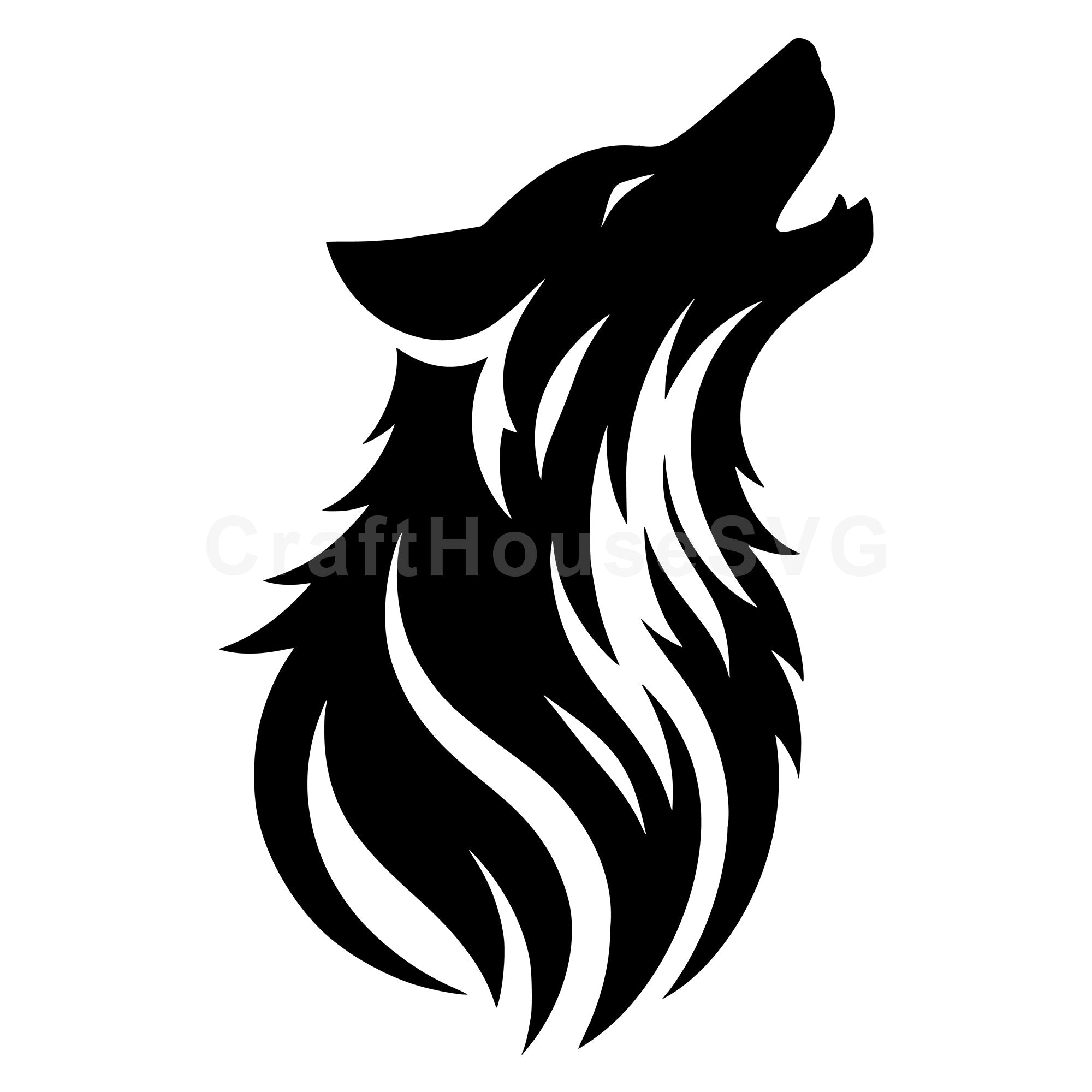 Sleek Wolf Howling SVG