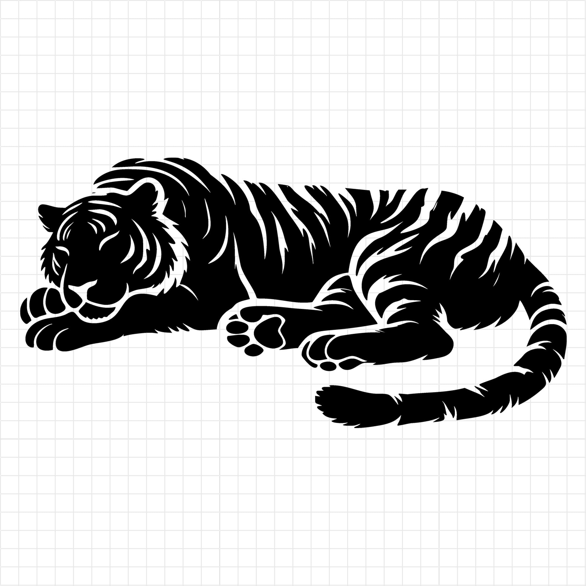 Sleeping Tiger Resting Silhouette SVG