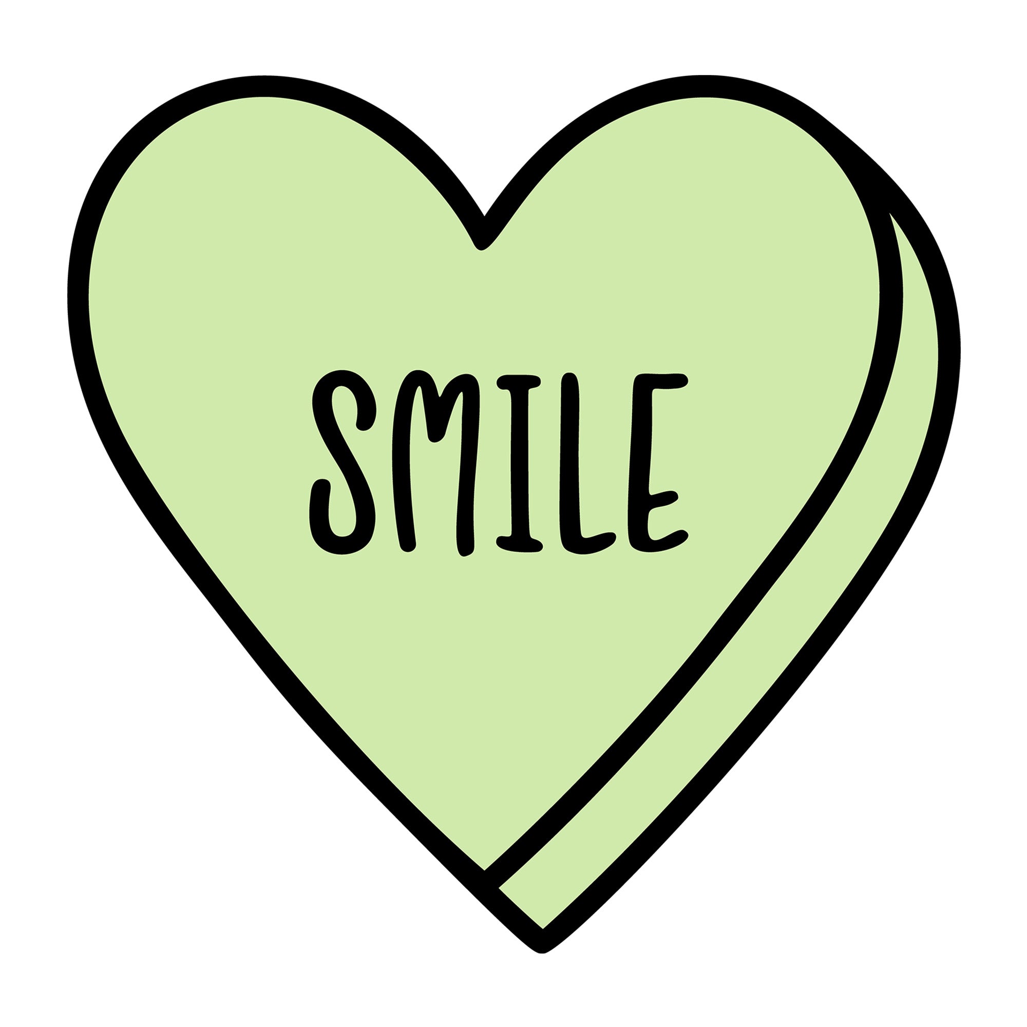 Smile SVG design for Cricut, Silhouette, laser cutting, vinyl, sublimation, Valentine conversation hearts, and craft projects.