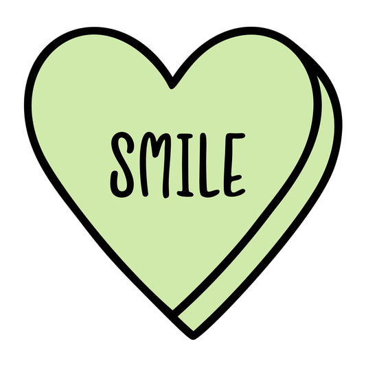 Smile SVG design for Cricut, Silhouette, laser cutting, vinyl, sublimation, Valentine conversation hearts, and craft projects.