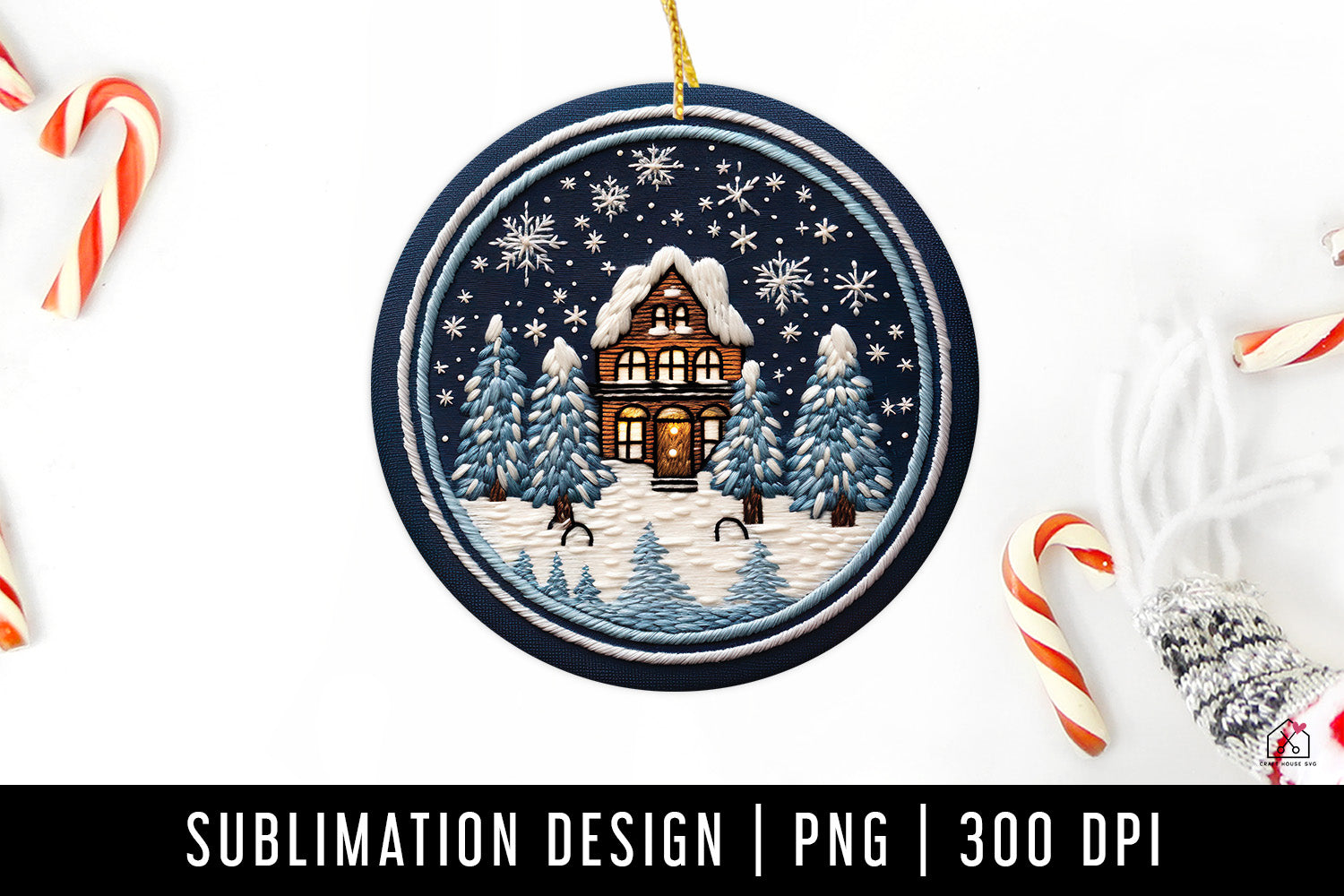 Snow Globe Christmas 3D Ornament Sublimation Design PNG