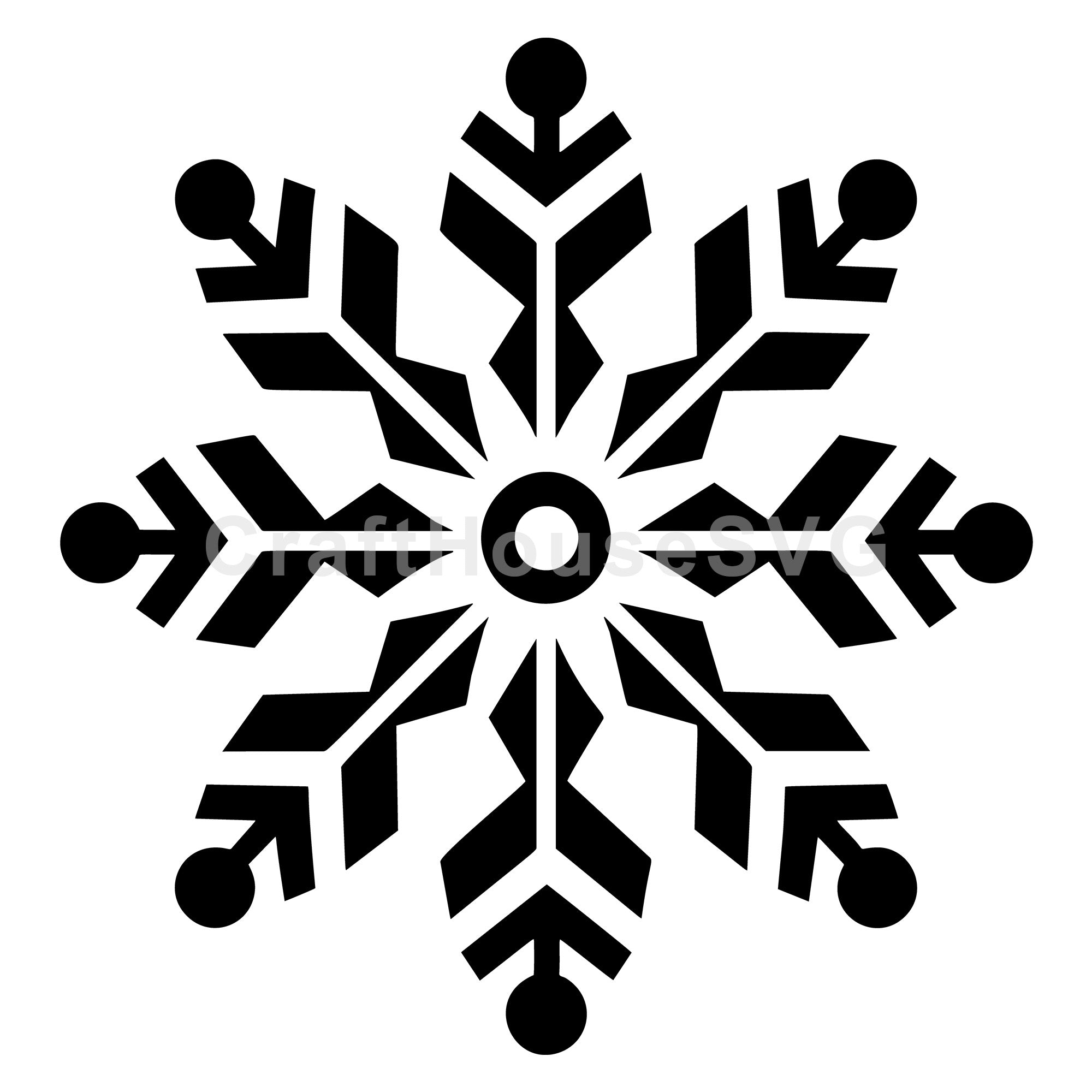 Rounded Arrow Tips Snowflake Winter SVG