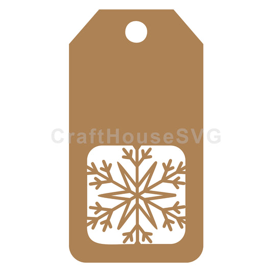 Square Framed Snowflake Gift Tag SVG
