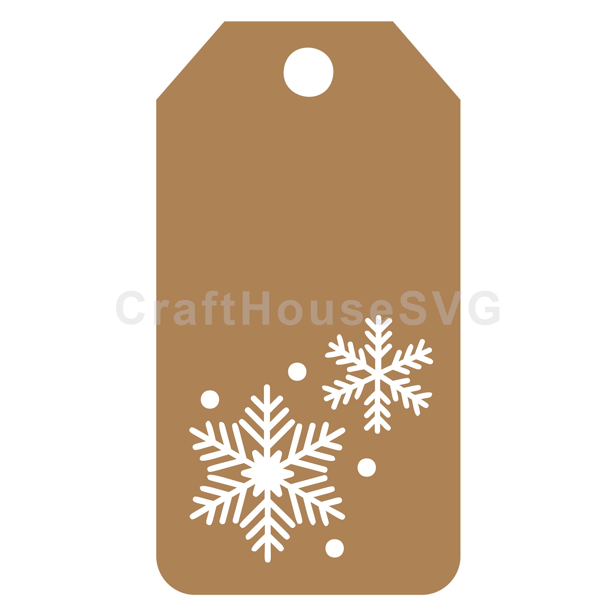 Dual Snowflakes with Dots Gift Tag SVG