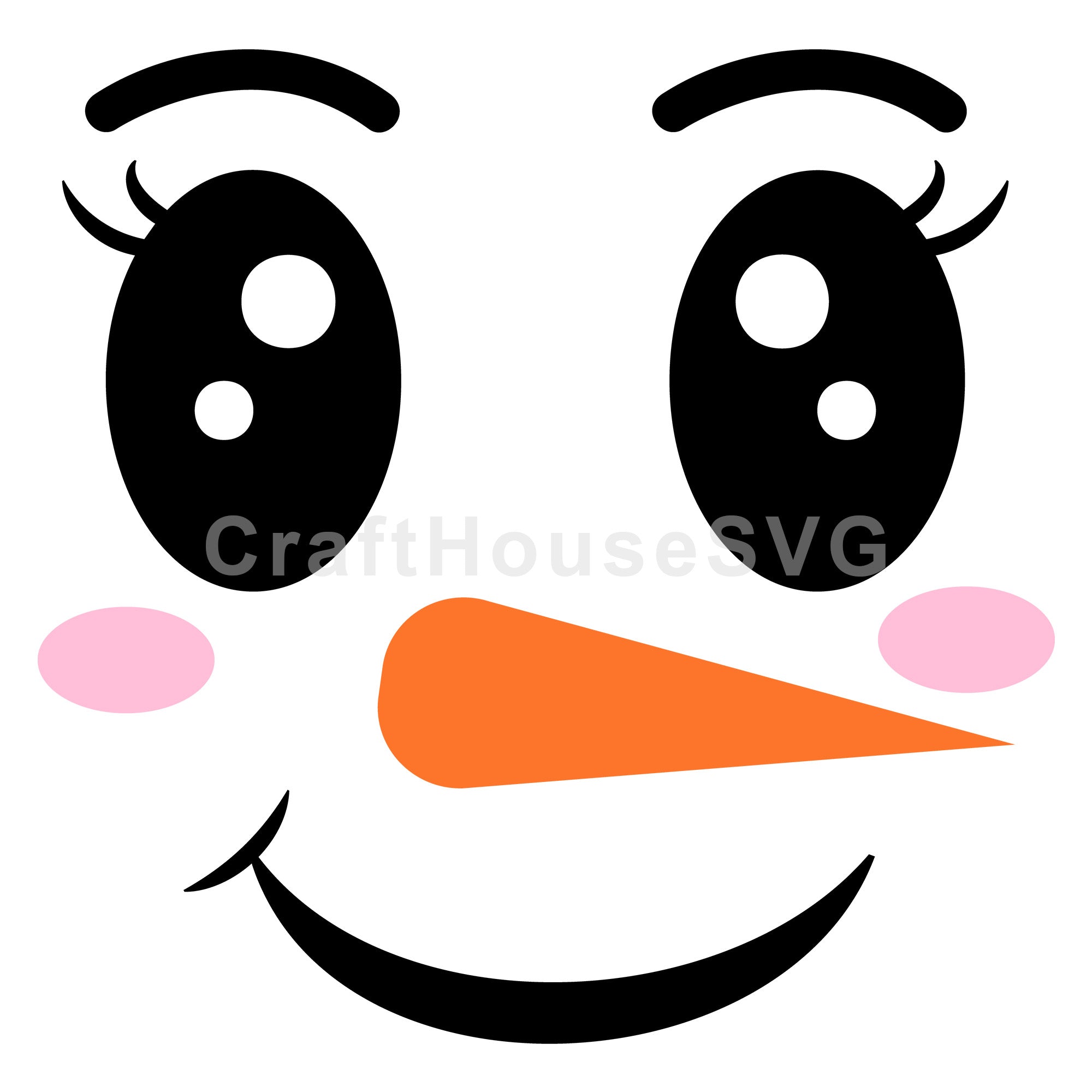 Cute Snowman Face with Pink Cheeks SVG