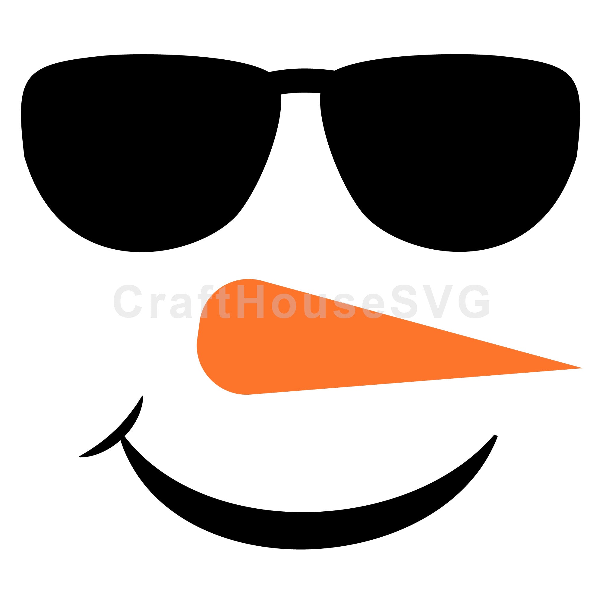 Snowman with Cool Sunglasses and Smiling Face SVG