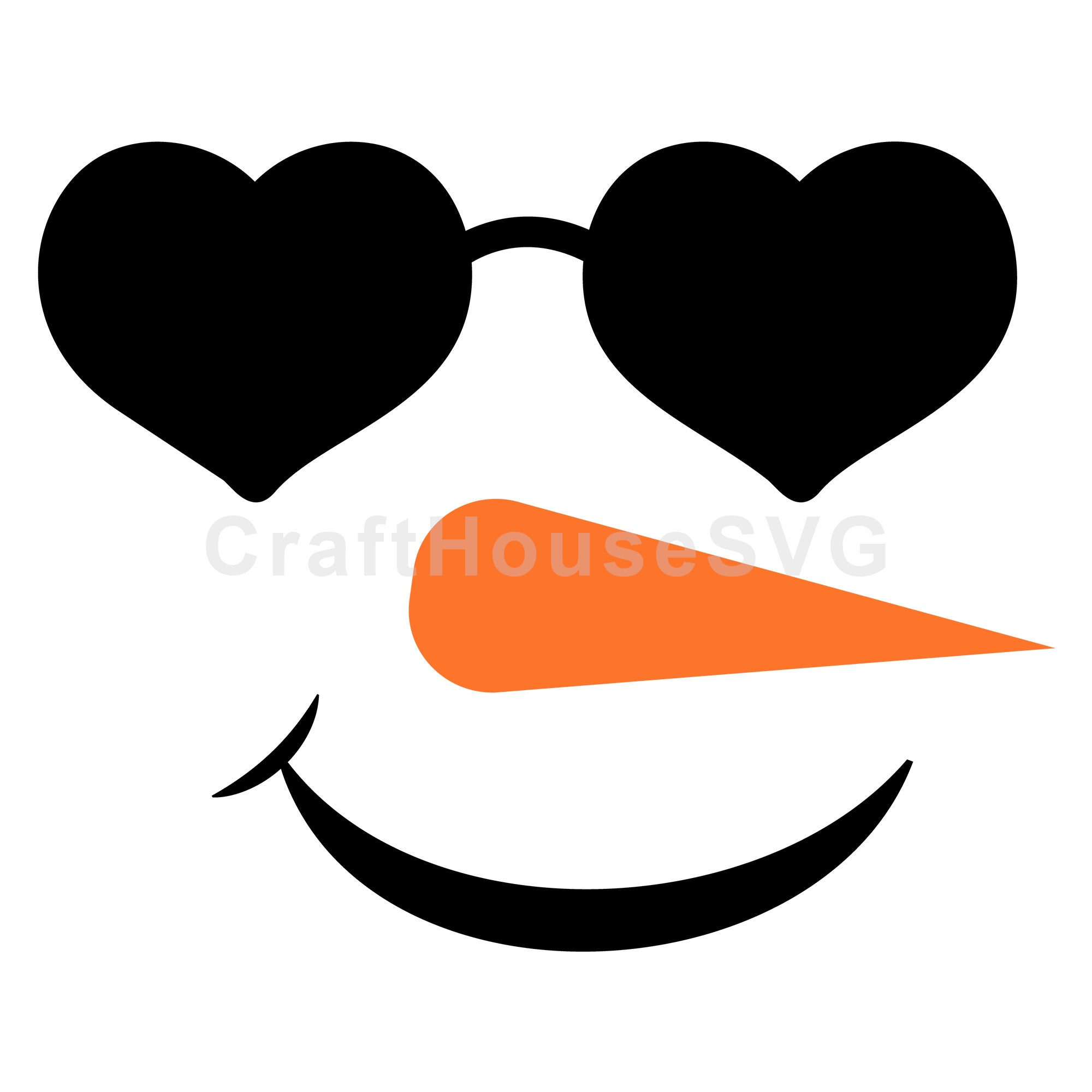 Snowman with Heart-Shaped Sunglasses SVG