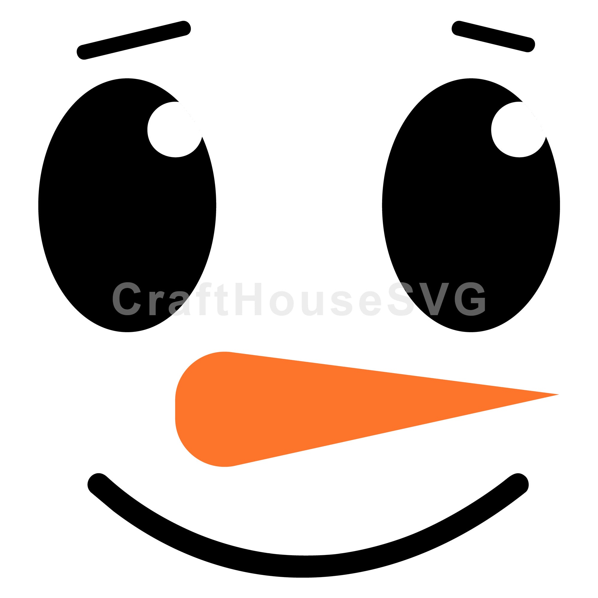 Happy Snowman Face with Big Eyes SVG