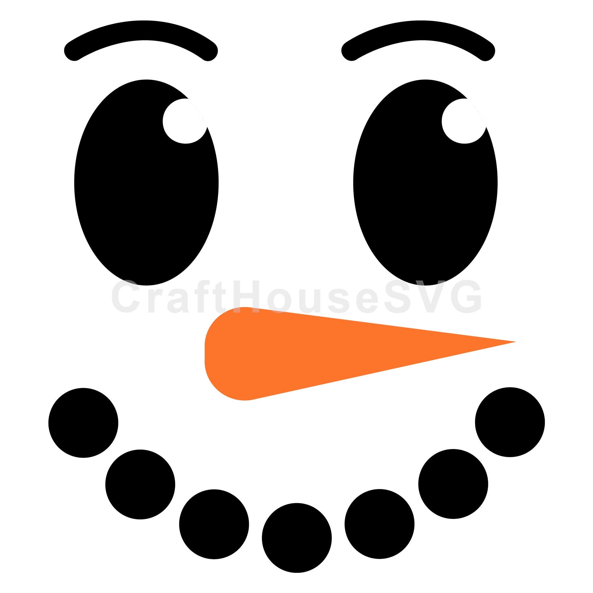 Classic Snowman Face with Button Smile SVG