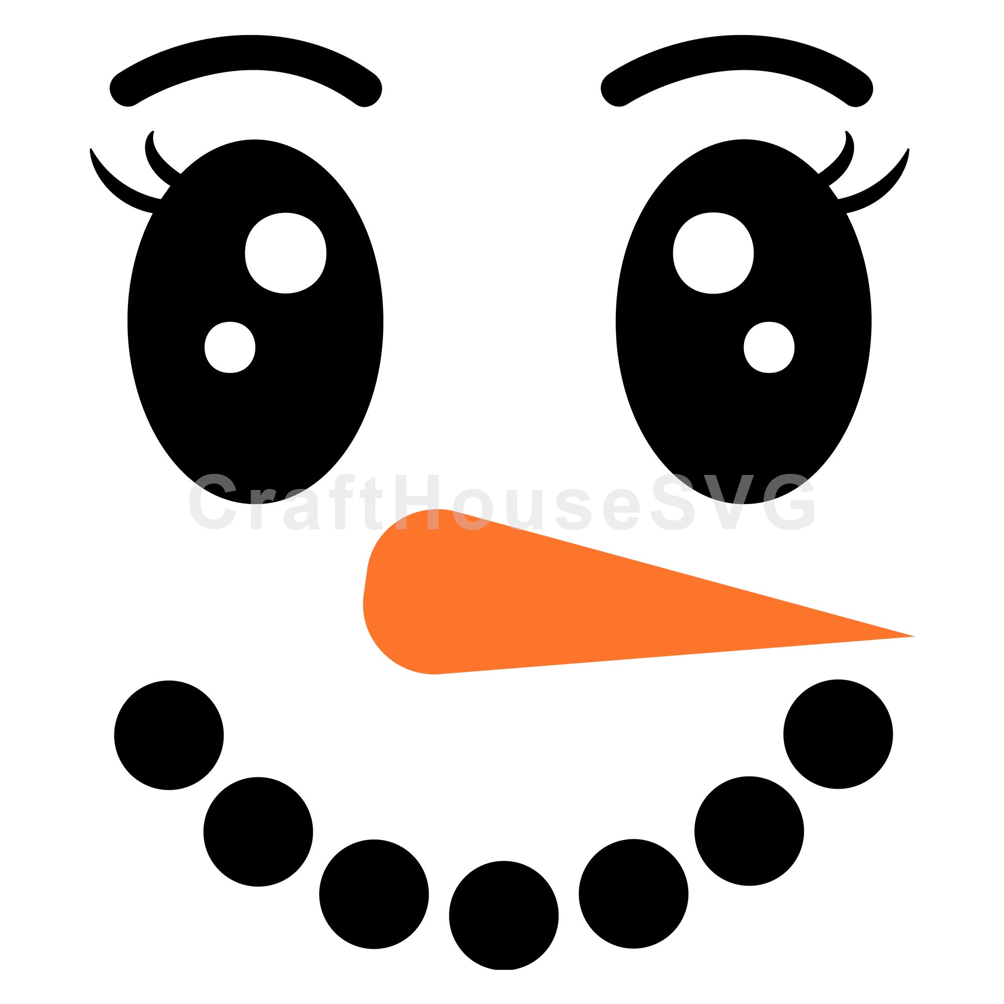 Snowman Face with Cheerful Expression SVG