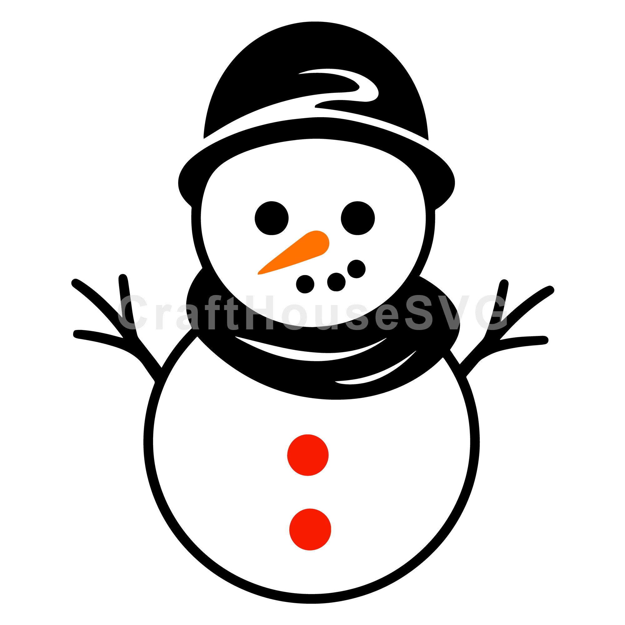 Happy Snowman with Bowler Hat and Scarf | Winter SVG