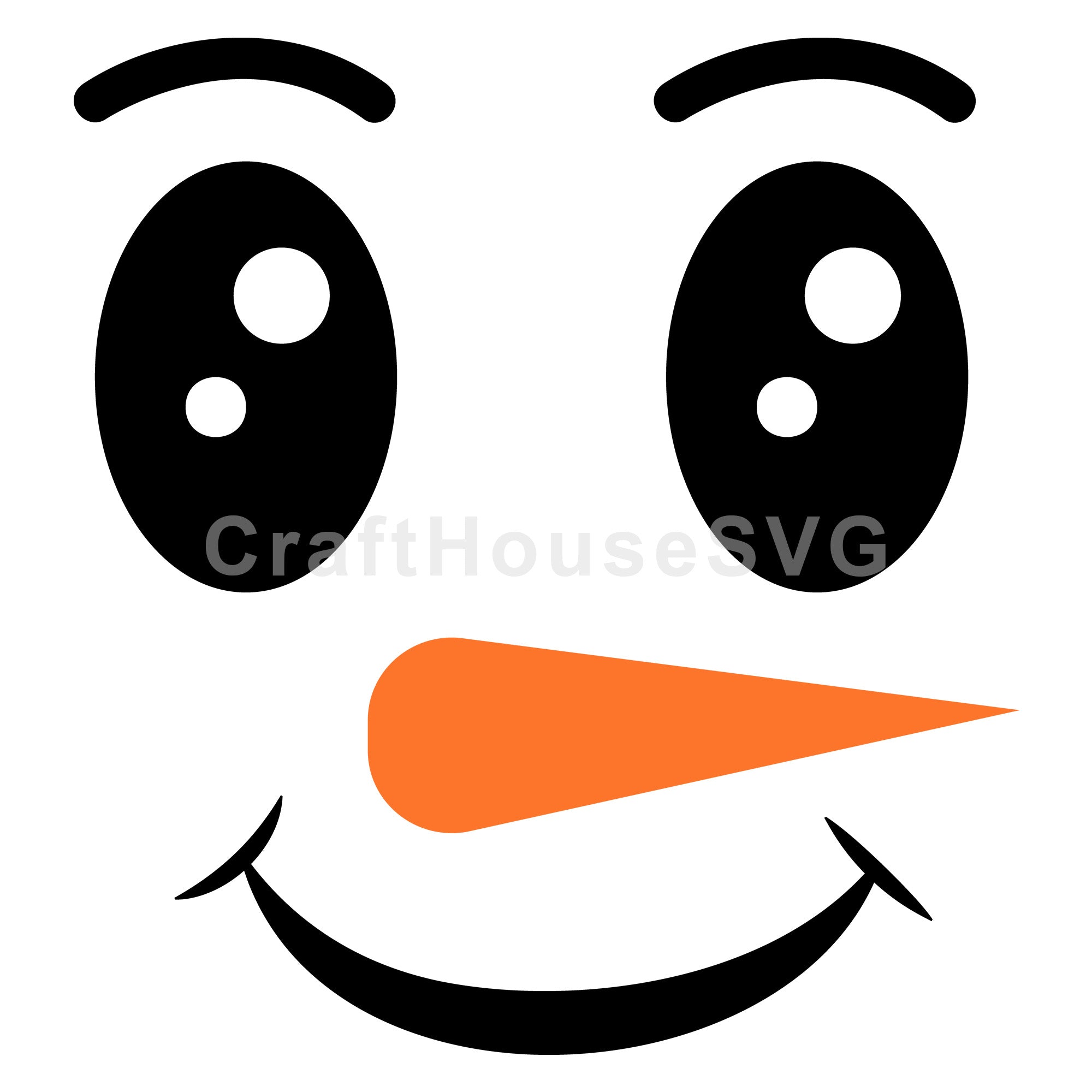 Smiley Classic Snowman Face SVG