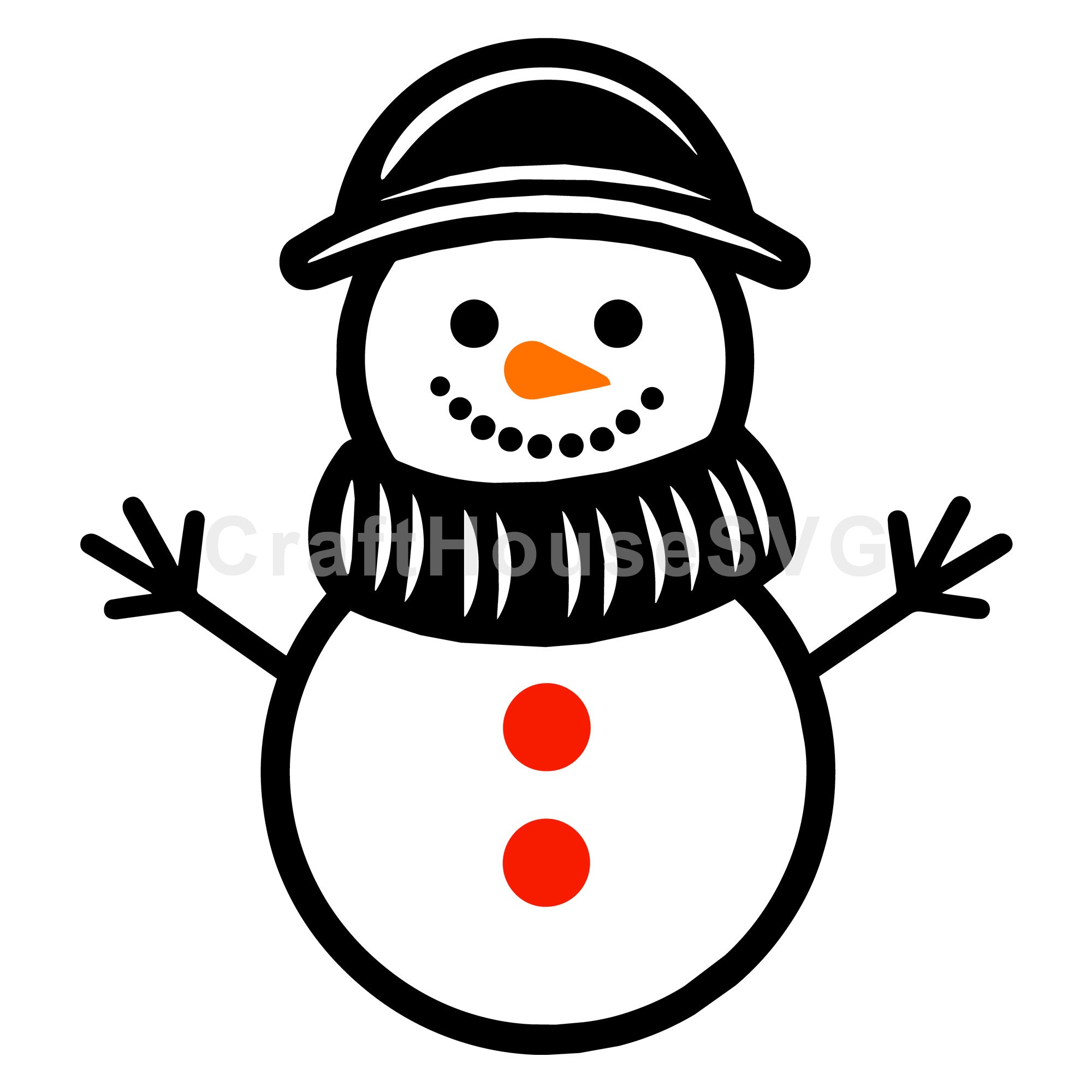 Friendly Snowman with Wide-Brimmed Hat | Winter SVG