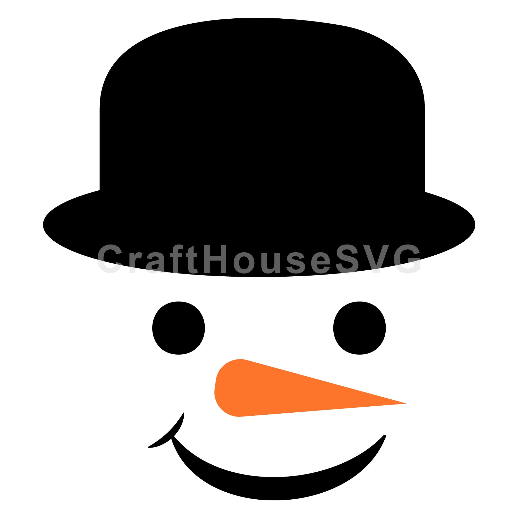 Snowman Face with Bowler Hat SVG