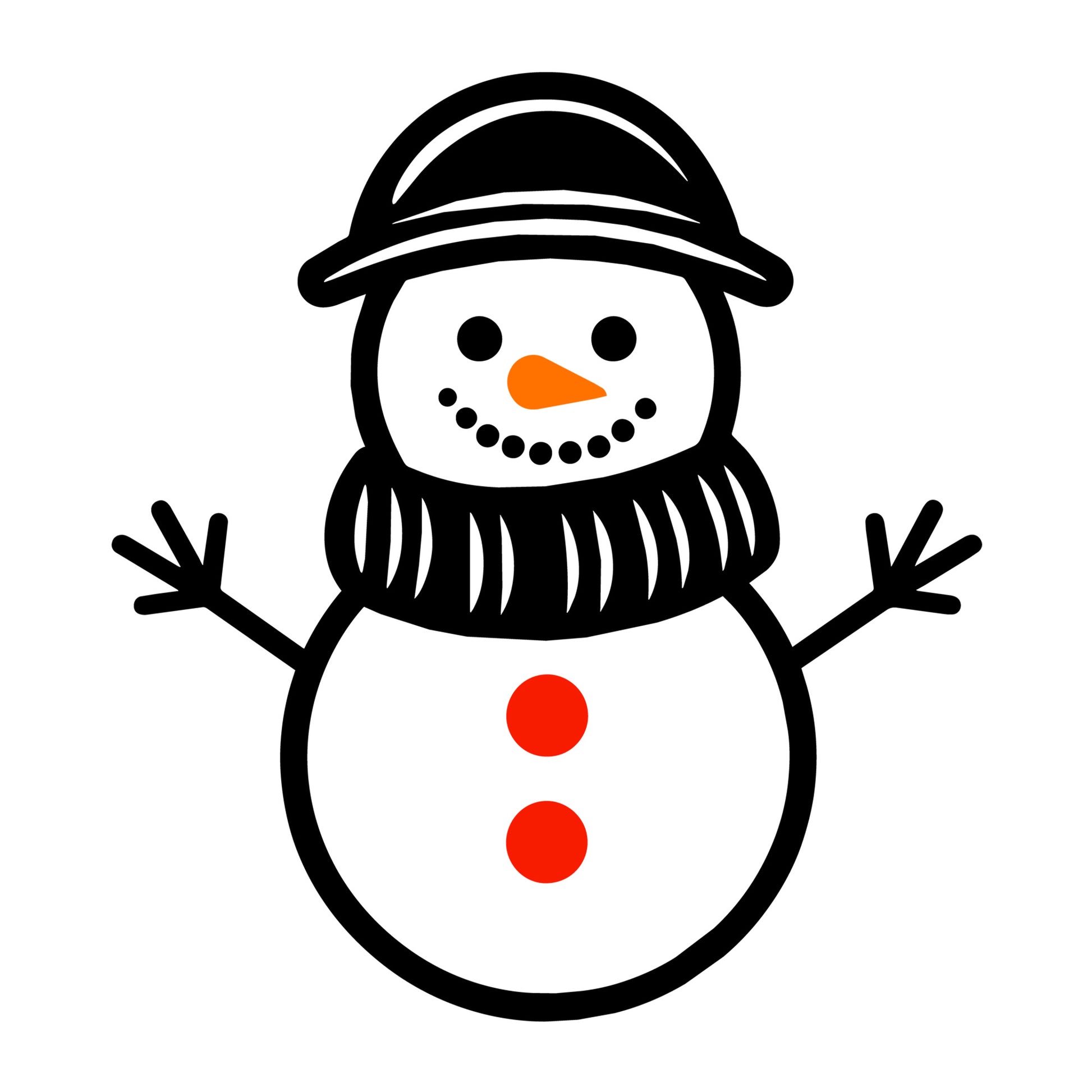 Snowman SVG design for Cricut, Silhouette, laser cutting, vinyl, sublimation, and Christmas winter craft projects.