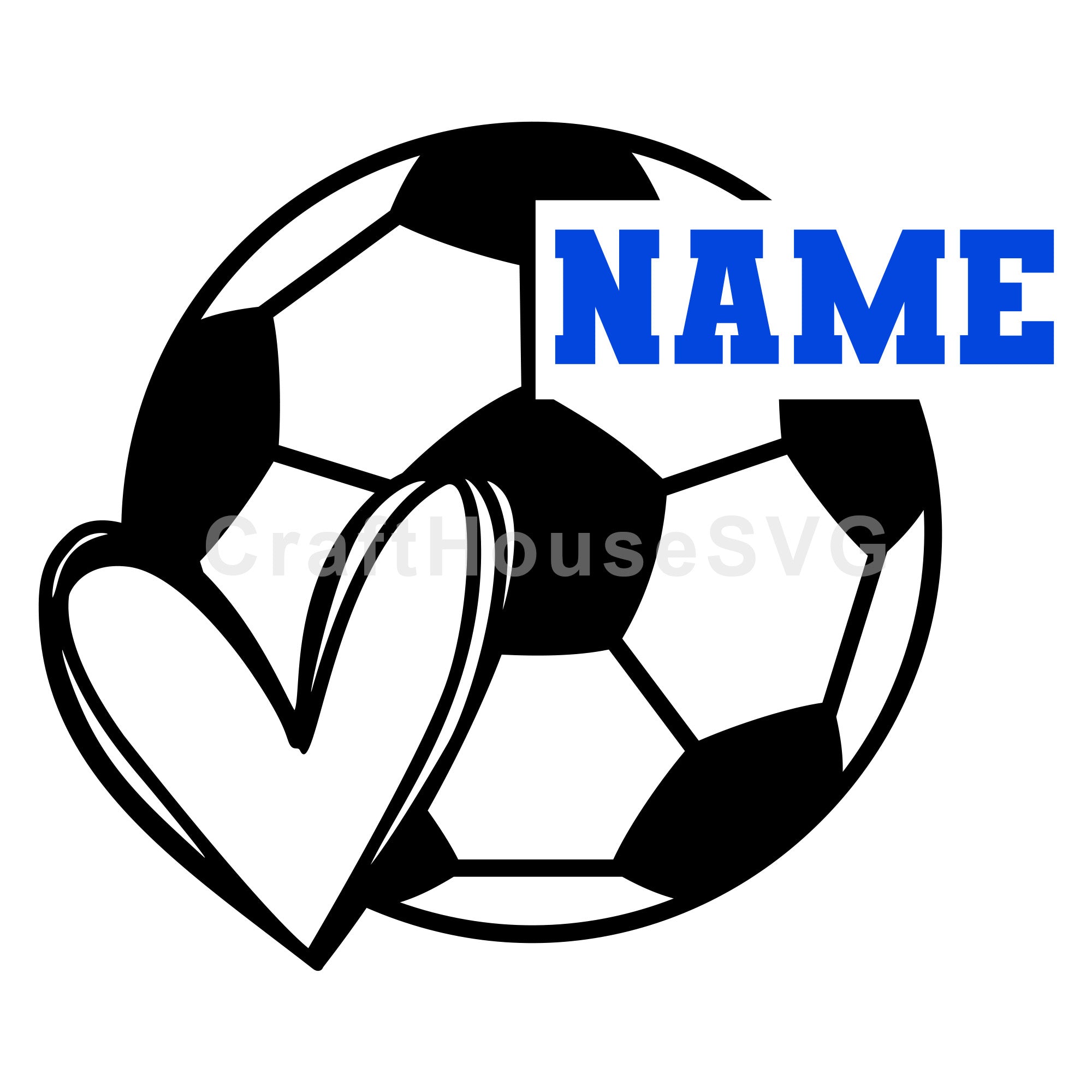 Heart Love Soccer Ball Monogram SVG