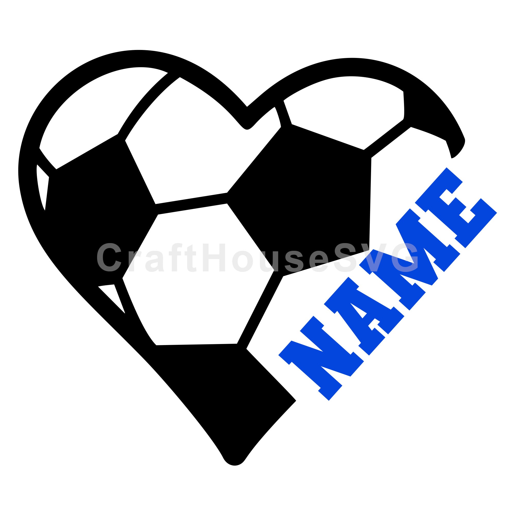 Heart Shape Soccer Ball Name Monogram SVG