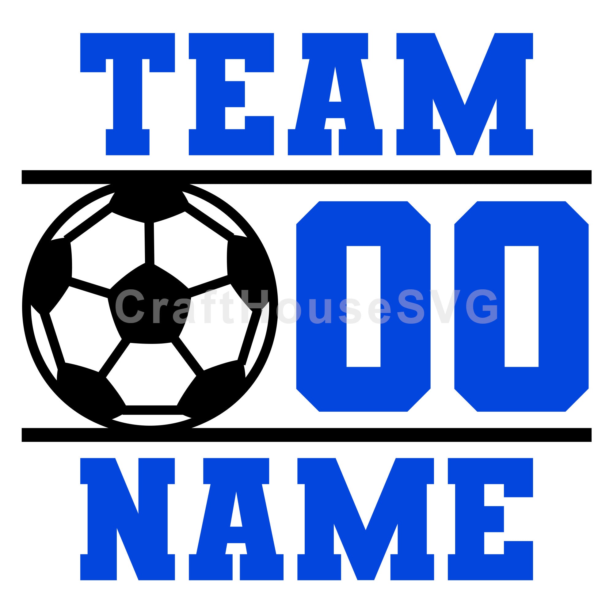 Team Name and Number Soccer Ball Monogram SVG