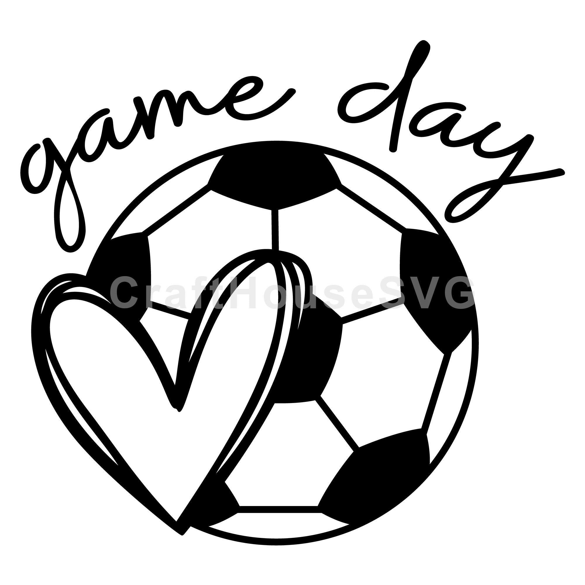 Soccer Game Day Sketch Heart SVG