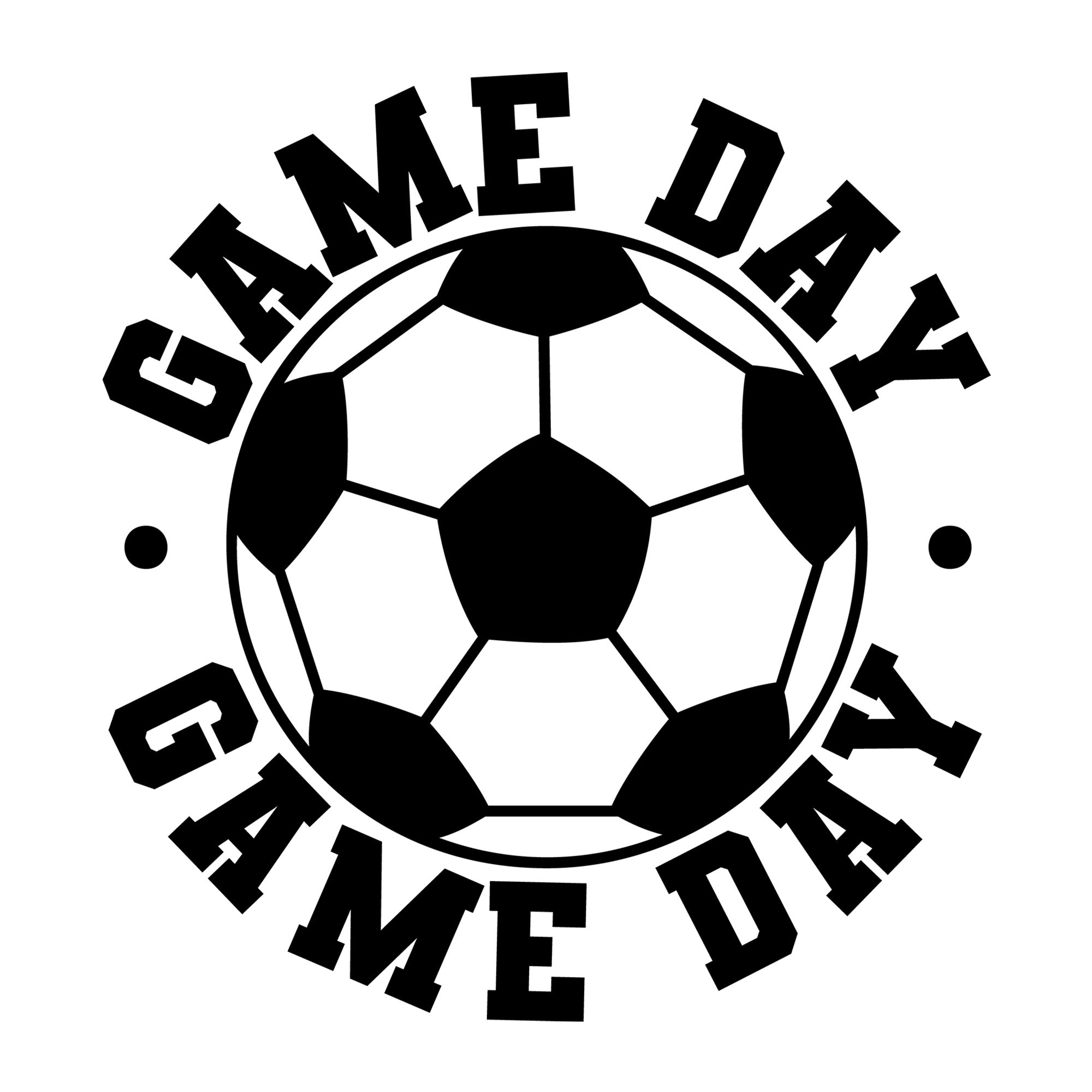 Soccer Game Day SVG design for Cricut, Silhouette, laser cutting, vinyl, sublimation, and soccer craft projects.