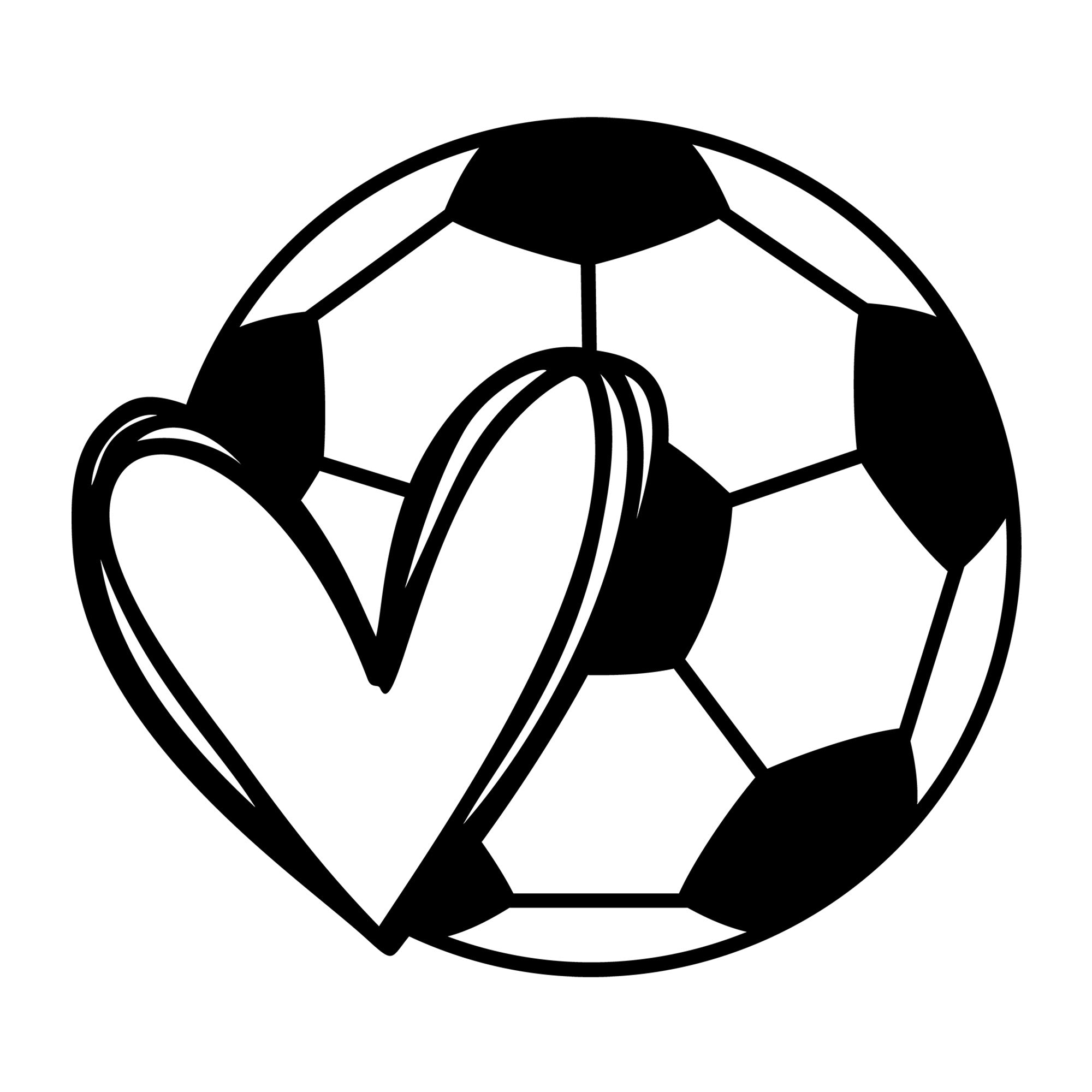 Soccer Heart SVG design for Cricut, Silhouette, laser cutting, vinyl, sublimation, and soccer craft projects.