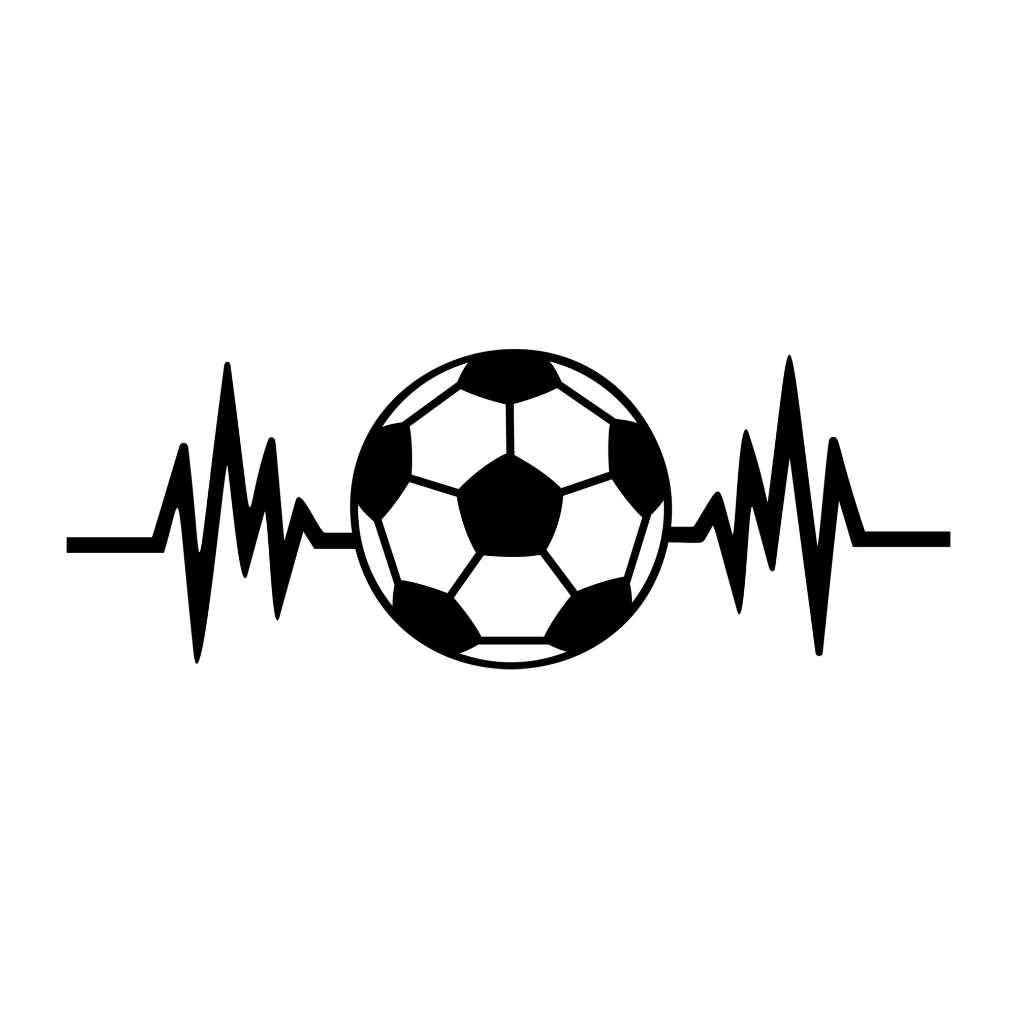 Soccer Heart Beat SVG design for Cricut, Silhouette, laser cutting, vinyl, sublimation, and soccer craft projects.