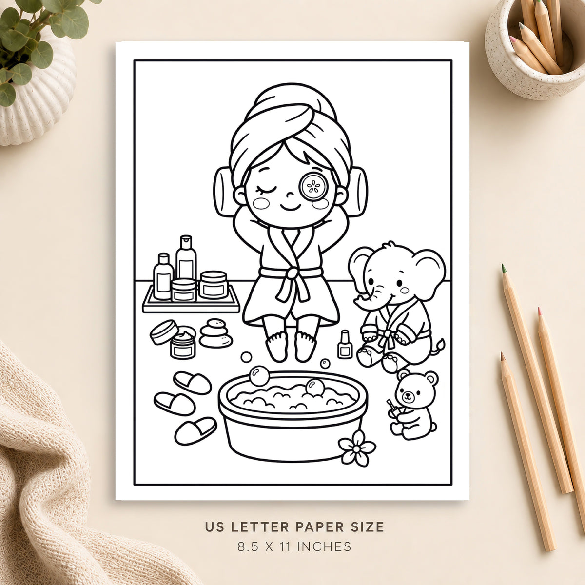 Spa Day Coloring Page 1