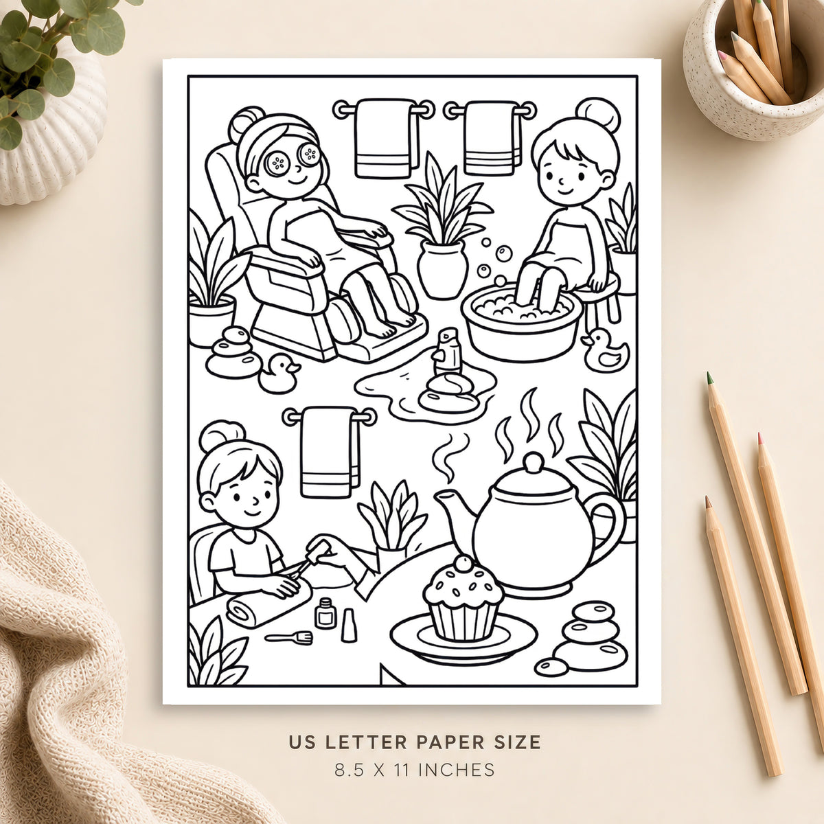 Spa Day Coloring Page 2