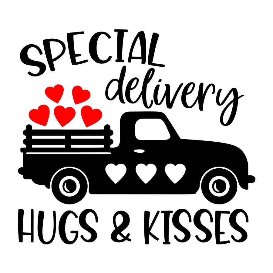 Special Delivery Hugs And Kisses SVG design for Cricut, Silhouette, laser cutting, vinyl, sublimation, Valentine crafts, and DIY projects.