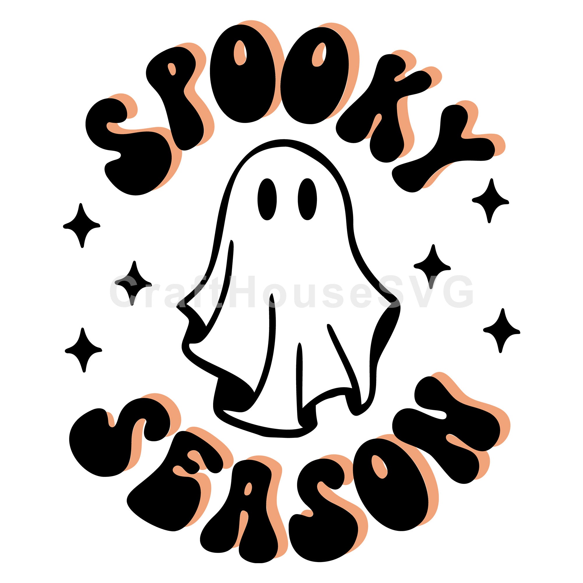 Spooky Season SVG Cute Ghost Retro Halloween