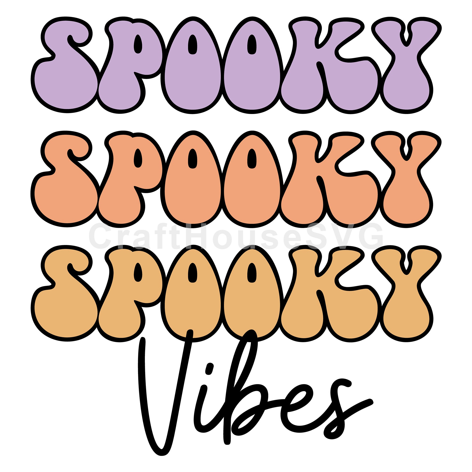 Spooky Vibes SVG Cute Retro Halloween