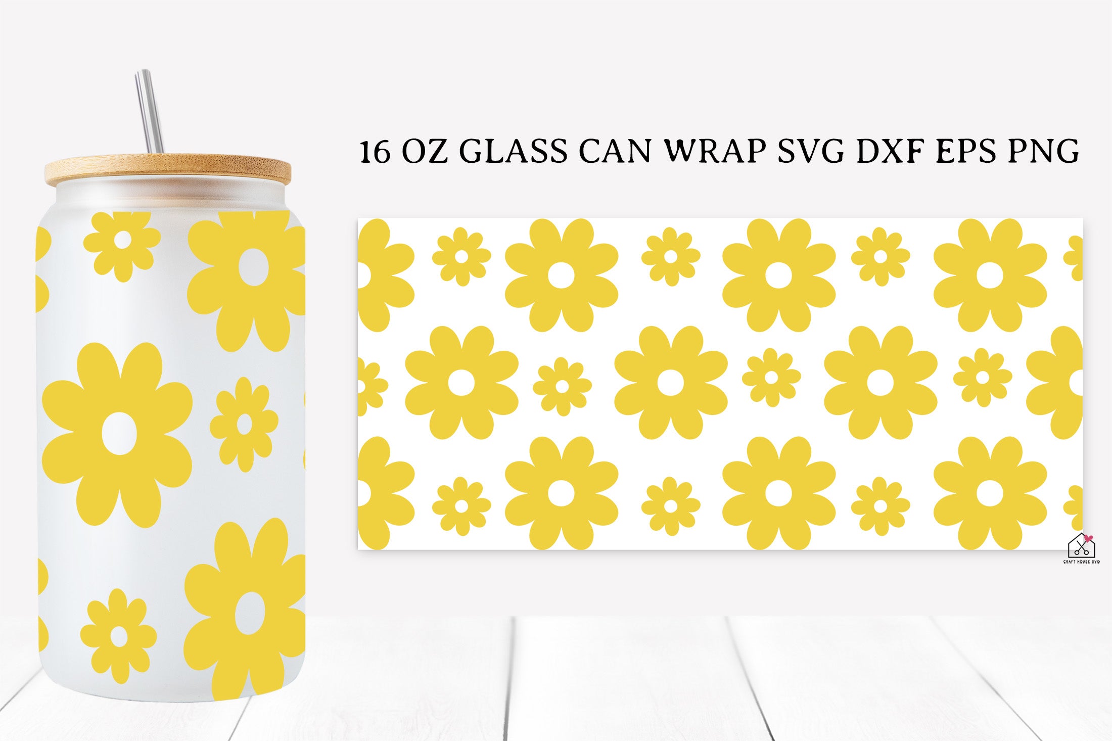 Spring Flower 16 Oz Glass Can Wrap SVG Bundle PNG SVG Cut Files