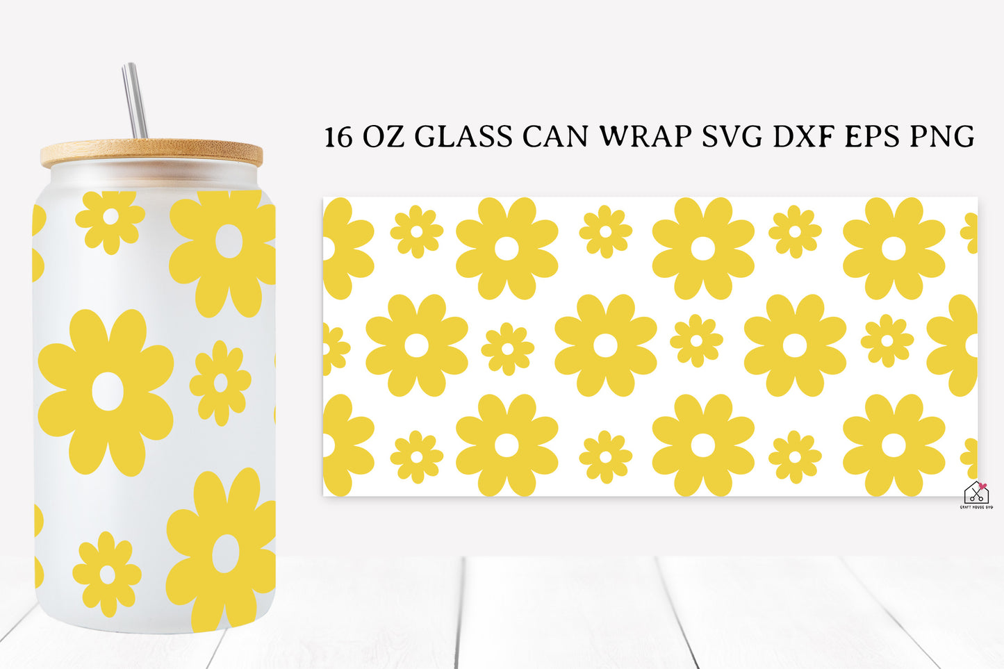 Spring Flower 16 Oz Glass Can Wrap SVG Bundle