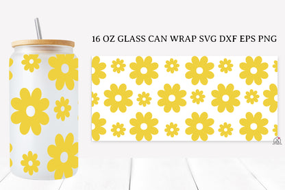 Spring Flower 16 Oz Glass Can Wrap SVG Bundle