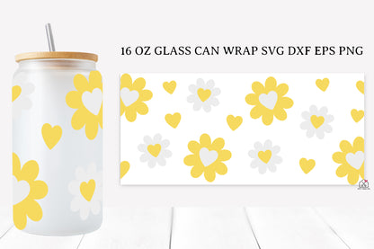 Spring Flower 16 Oz Glass Can Wrap SVG Bundle