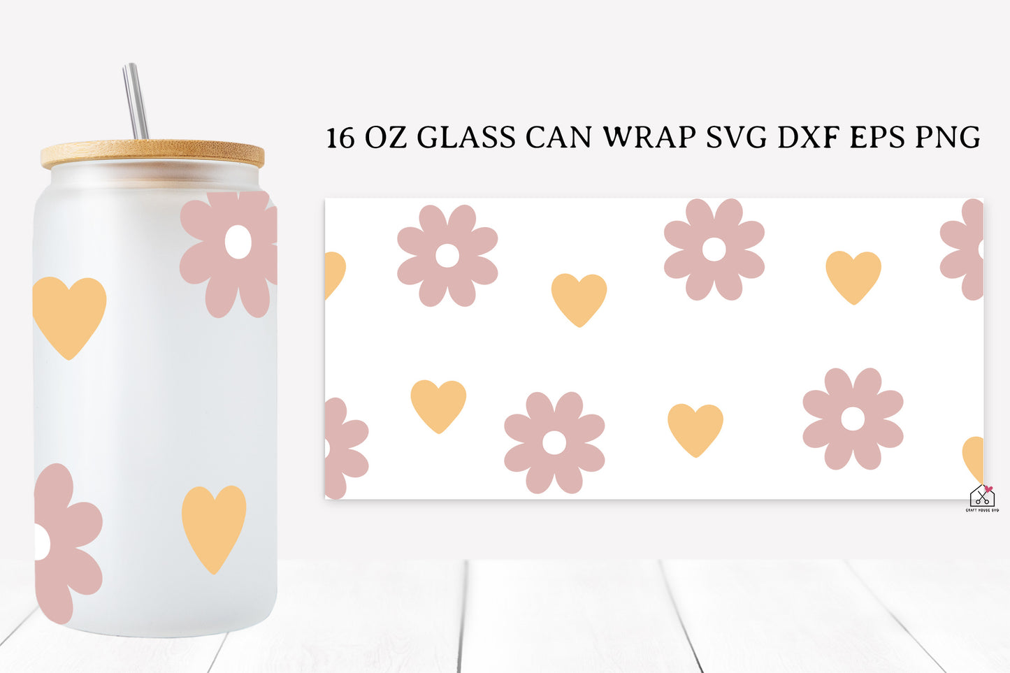 Spring Flower 16 Oz Glass Can Wrap SVG Bundle