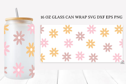 Spring Flower 16 Oz Glass Can Wrap SVG Bundle