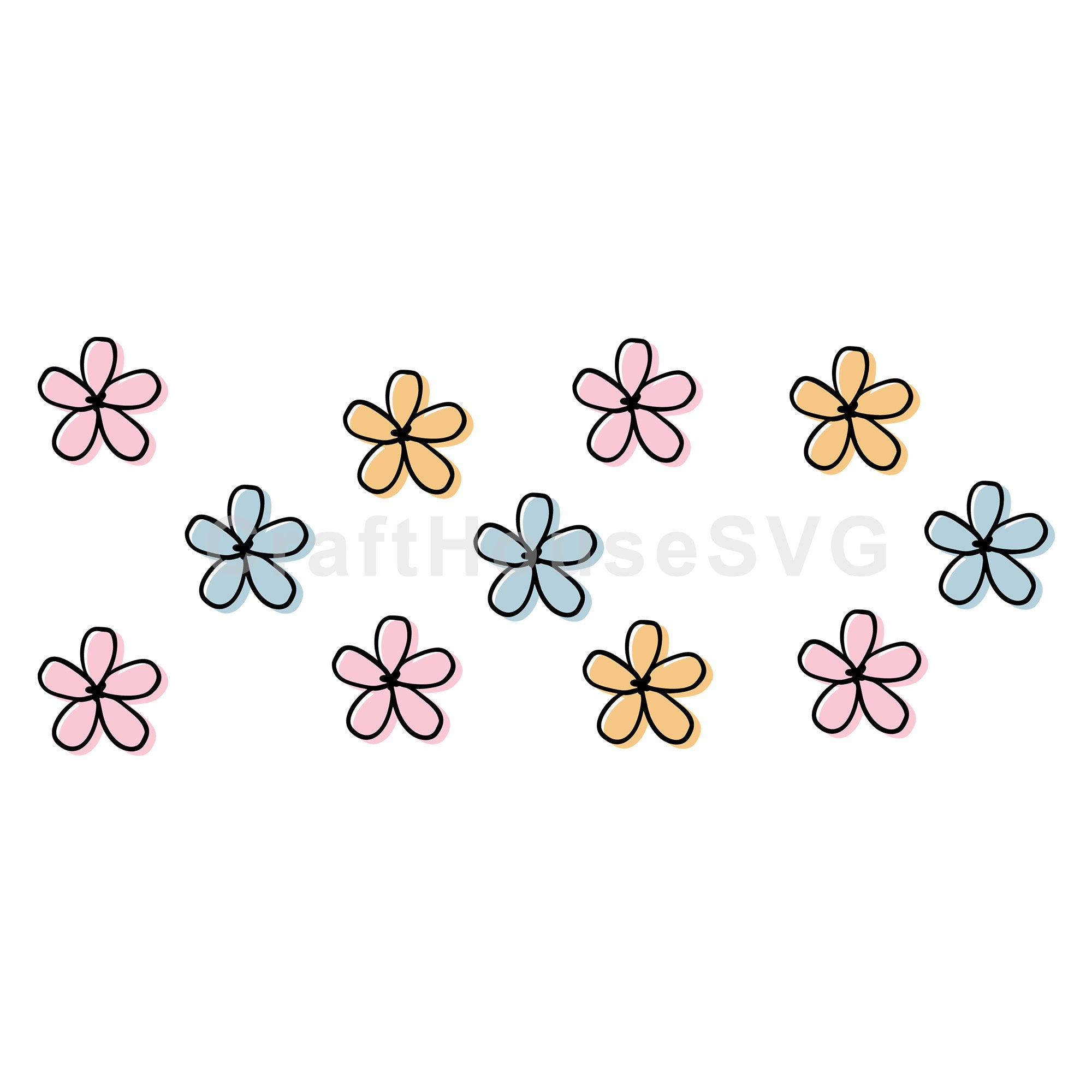 Layered Spring Flowers SVG 16 Oz Glass Can Wrap Cut File