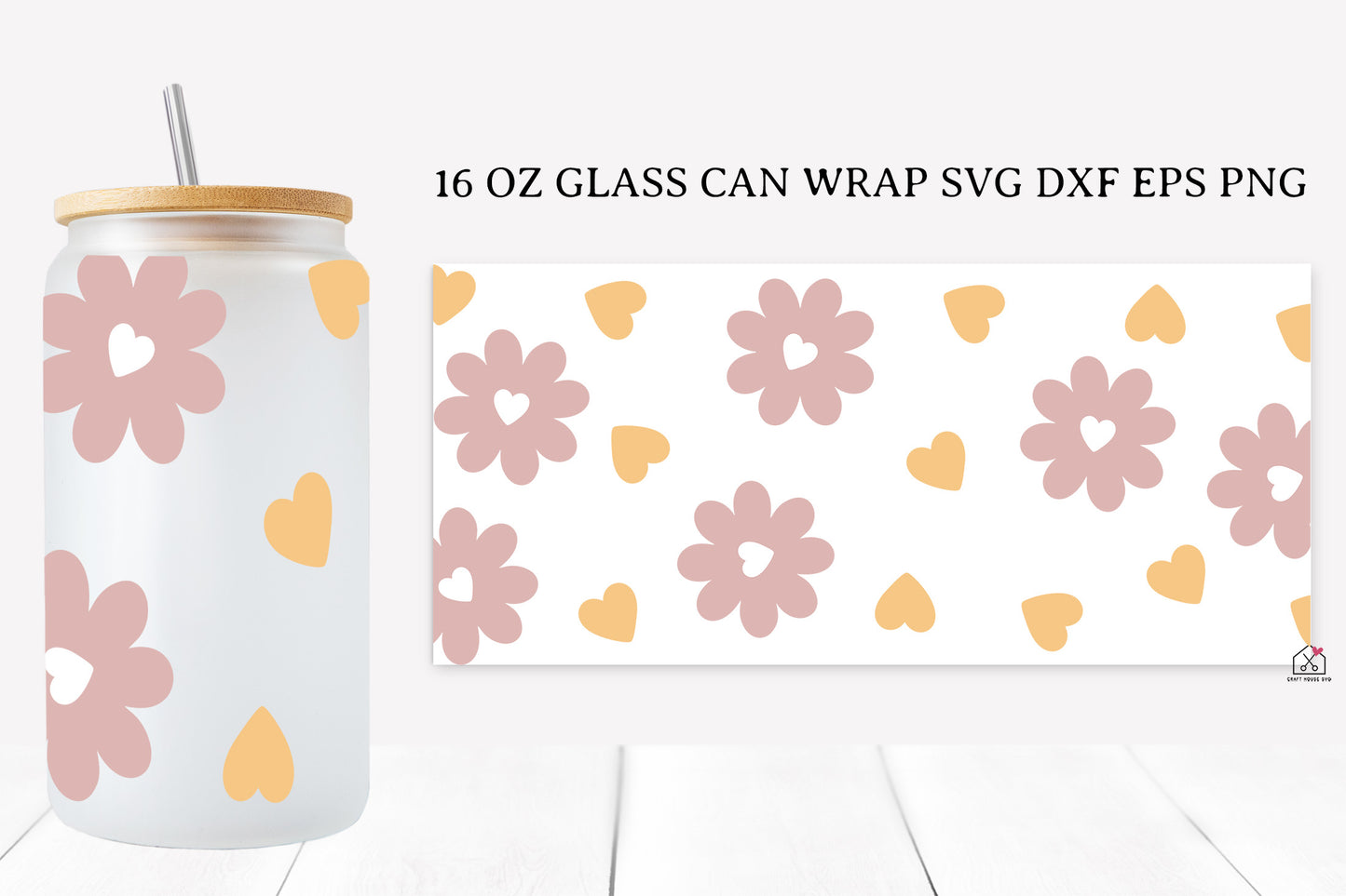 Spring Flower 16 Oz Glass Can Wrap SVG Bundle