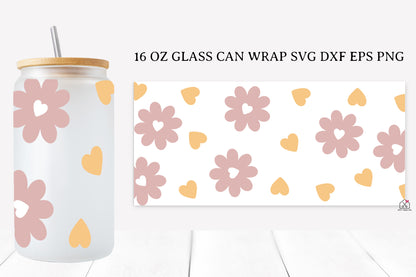 Spring Flower 16 Oz Glass Can Wrap SVG Bundle