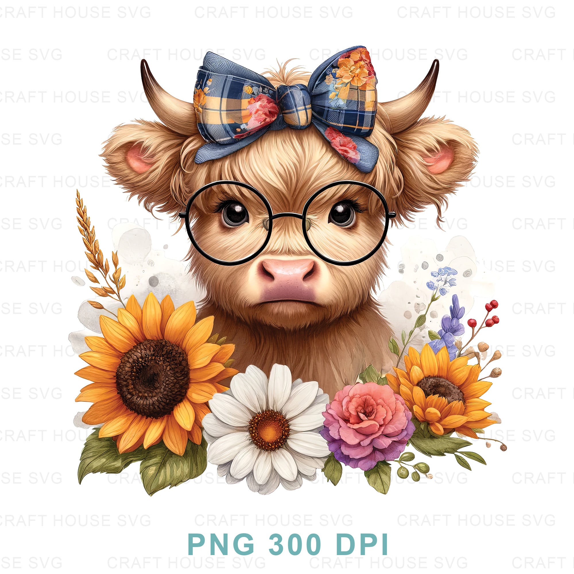 Spring Highland Cow PNG
