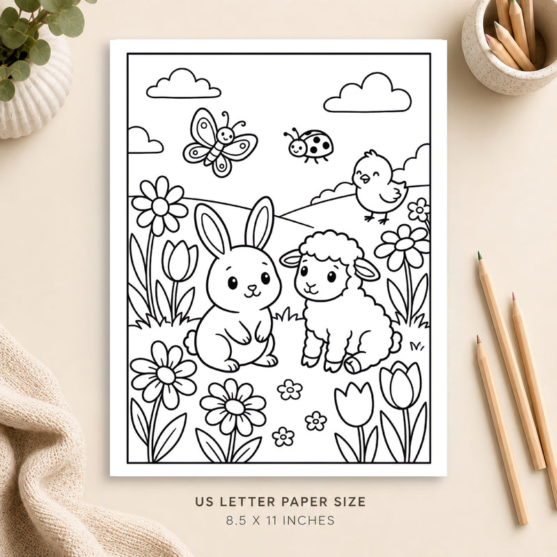 Spring Animals Coloring Page 2