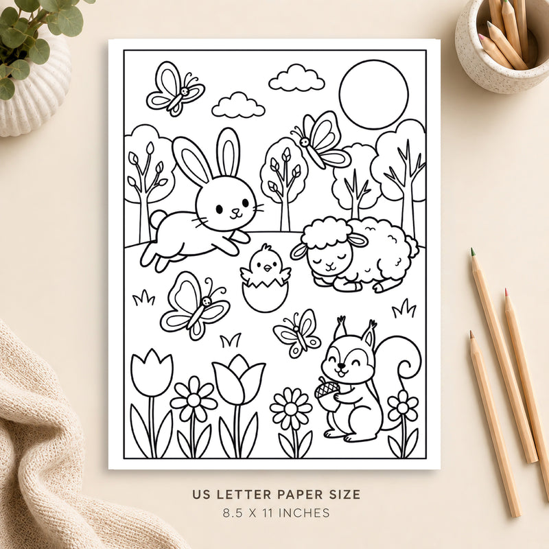 Spring Animals Coloring Page 3