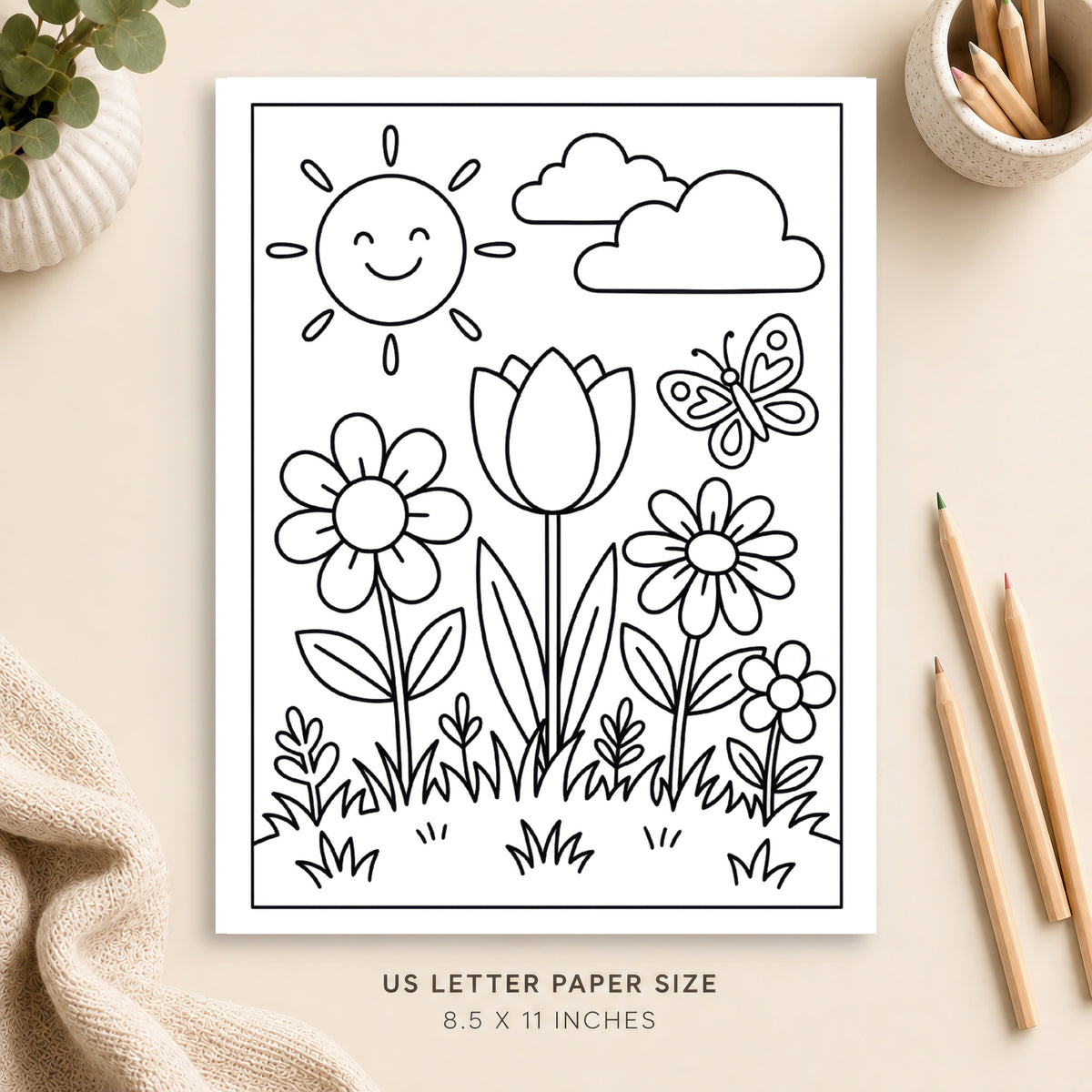 Spring Flowers Coloring Page 2