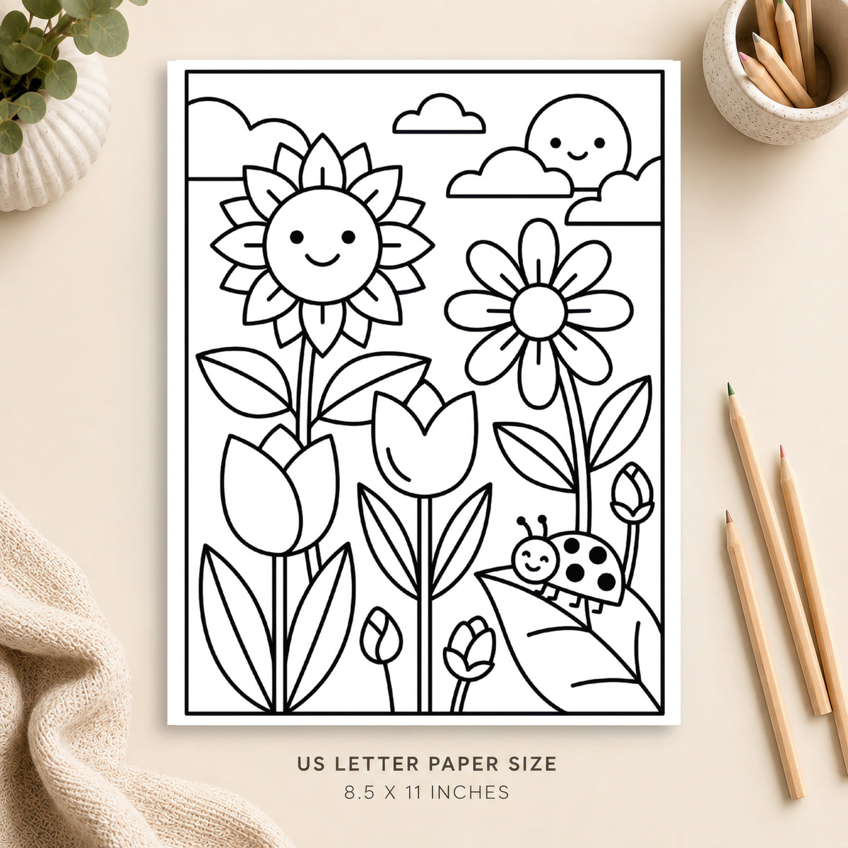 Spring Flowers Coloring Page 3