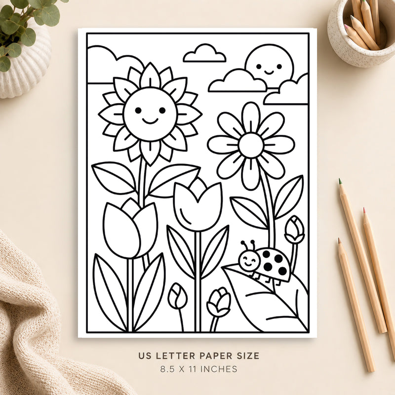 Spring Flowers Coloring Page 3